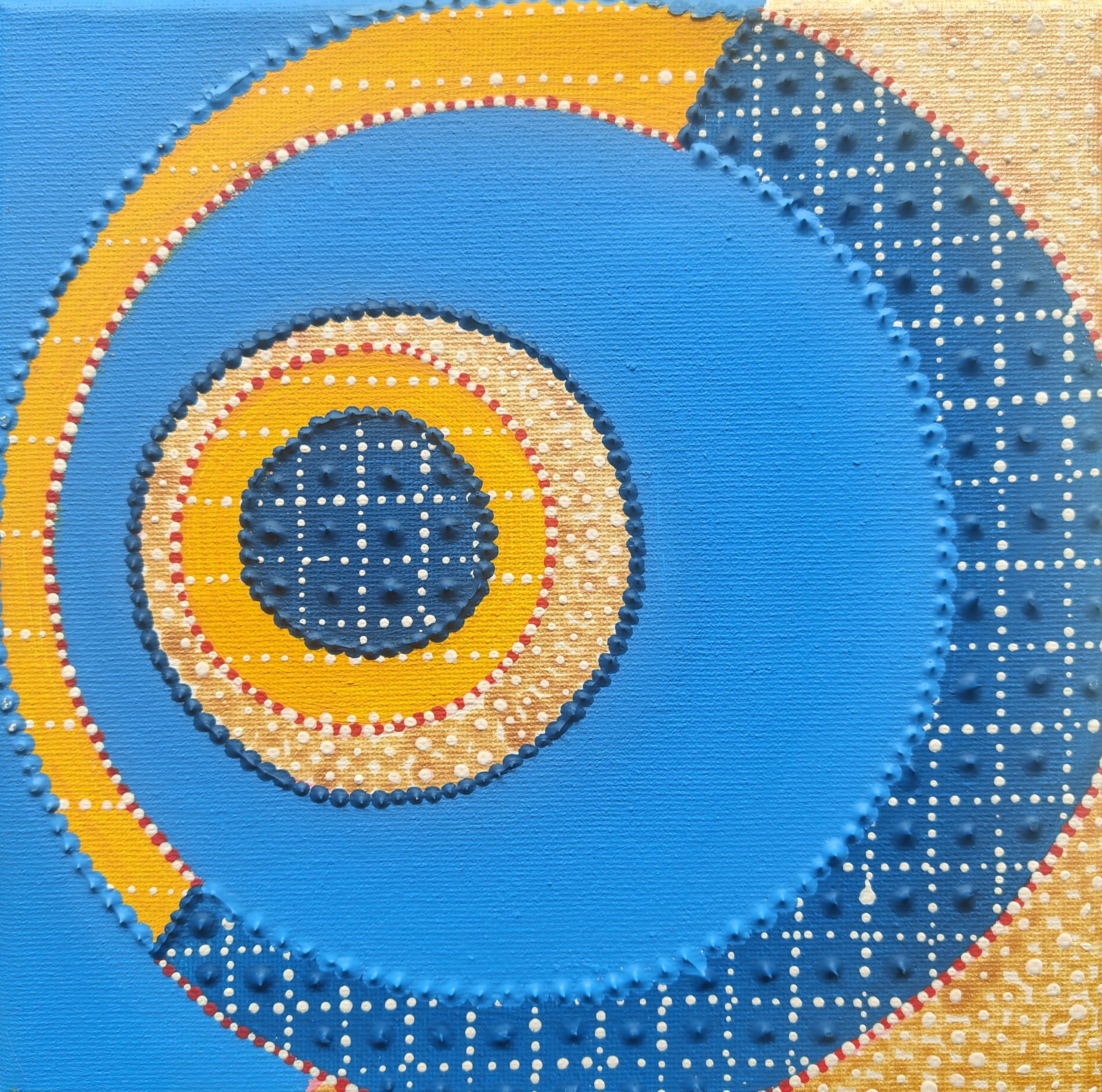 GEOMETRYCZNA KONSTELACJA "3" – obraz w technice pointylizmu, 20 × 20 cm, Iwona Markiewicz